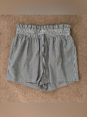 Sincerely Jules High-Rise Chino Shorts Black White Gingham Drawstring L Women’s